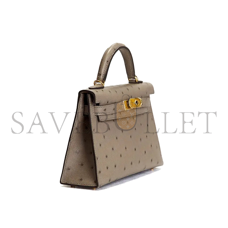 HERMÈS MASTER MINI KELLY 20 HANDBAG OSTRICH 302025 (19*12*5.5cm)